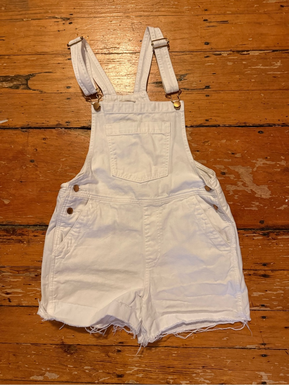 Universal Thread White Denim Short Overalls with Adjustable Straps
